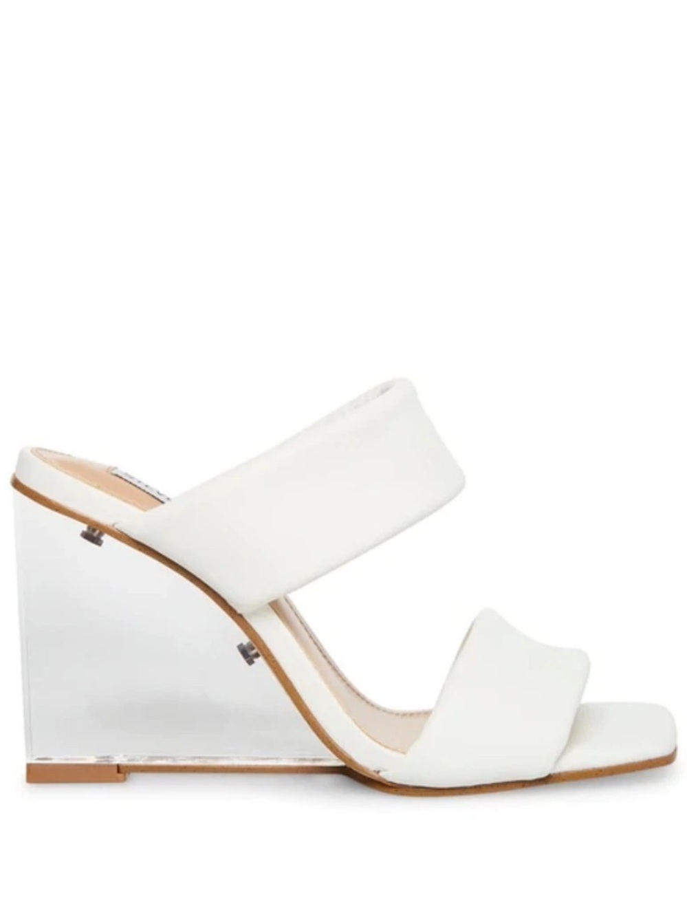 Steve Madden ISA White Square-Toe Wedge Sandals
